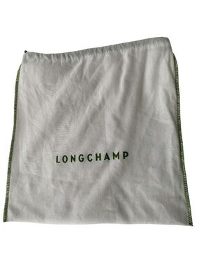 Longchamp Authentic Small White Dust Bag Green Stitched Logo Pouch ~13”